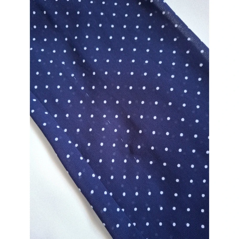 Michael Kors Womens Blue Cold Shoulder Sleeve Tie Neck Polka Dot Dress Size XS